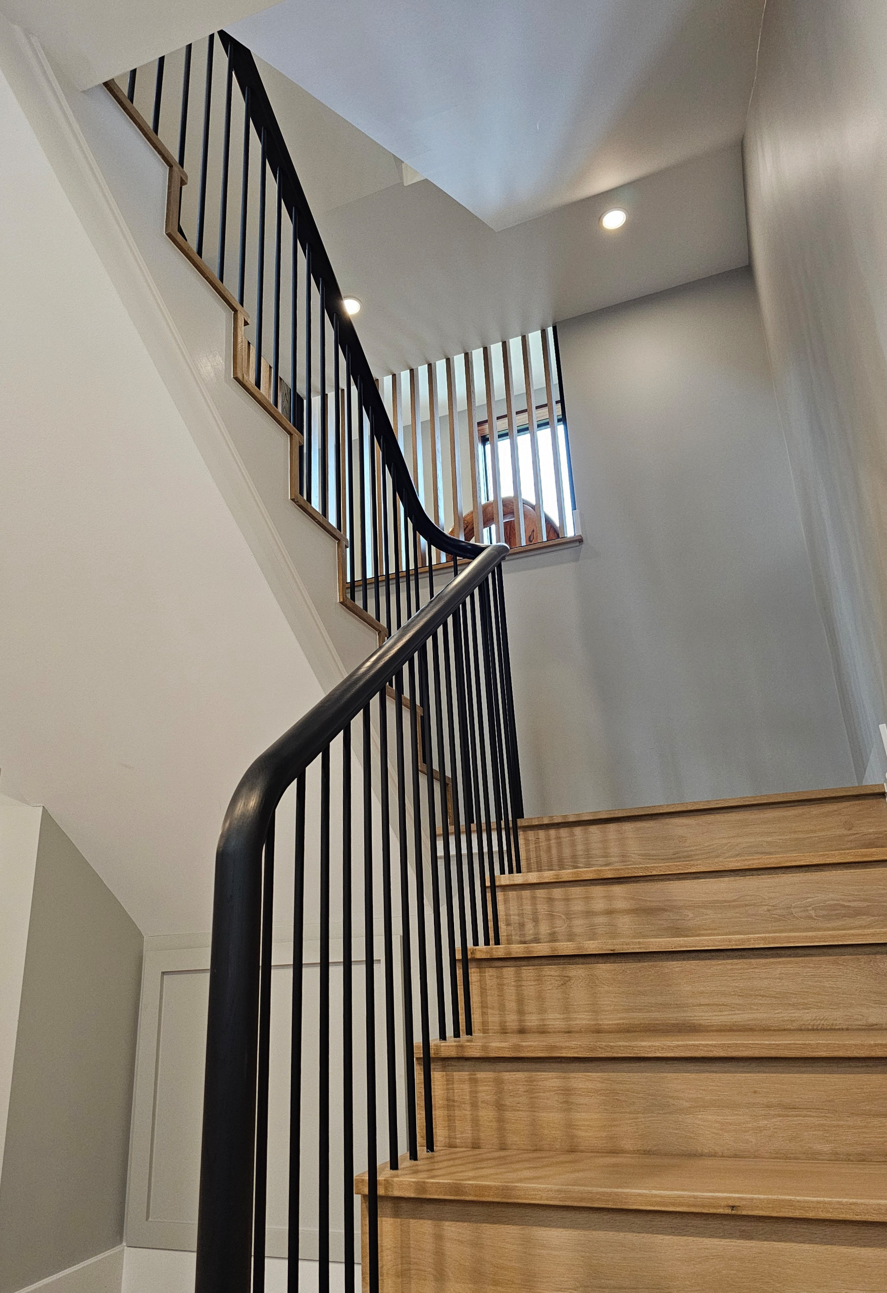 115_Stunning Continuous Rail System on 3 Story Floating Stairs; Arlington, VA 22