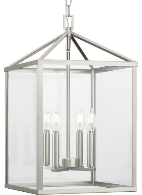 Hillcrest Collection 22" 4-Light Hall and Foyer Chandelier Light, Brushed Nickel