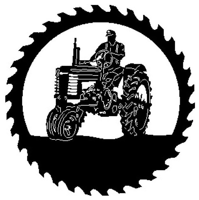 John Deere Tractor Sawblade With Man Farmhouse Prints And Posters By Schares Metal Works Houzz