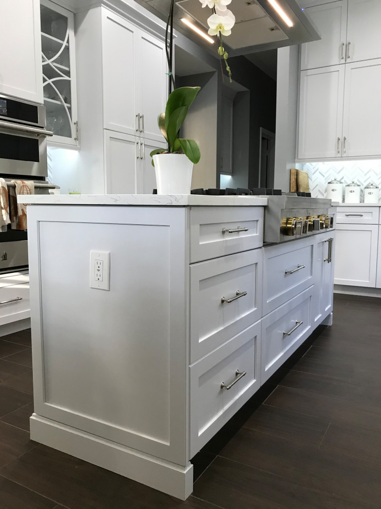 Example of a transitional home design design in Miami