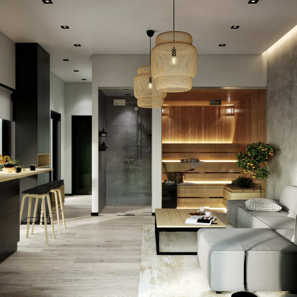 Сауна с панорамной стеклянной перегородкой