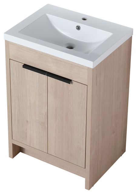 24 Inch Plywood Freestanding Bathroom Vanity With White Resin Sink and ...