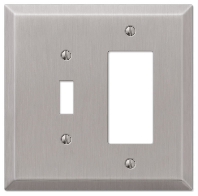 Oversized Steel 1Toggle, 1Rocker Wall Plate Traditional Switch