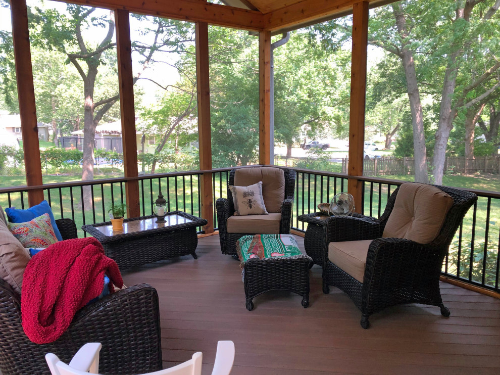 Gladstone MO Screened in Porch Design Rustic Porch Kansas City by Archadeck of Kansas