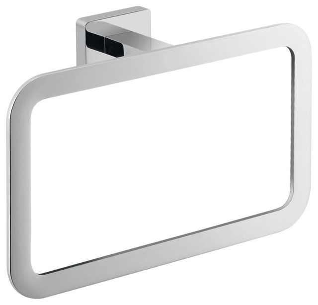 Square Wall Mounted Polished Chrome Towel Ring Contemporary Towel Rings by TheBathOutlet