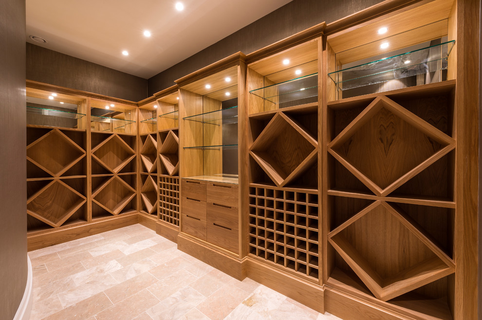 Design ideas for a traditional wine cellar in Surrey.