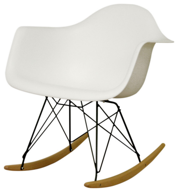 Baxton Studio Dario White Plastic MidCentury Modern Rocking Chair