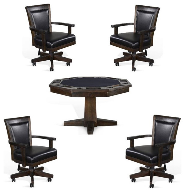 Home Square Game and Dining Table Set with Gaming Table and 4 Chairs in
