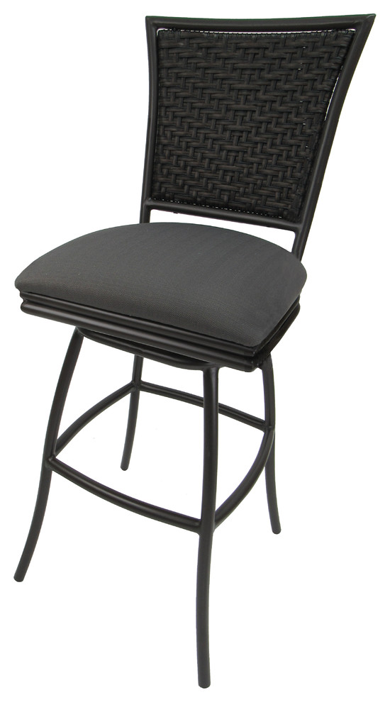 Outdoor Patio Extra Tall Spectator Swivel Armless Bar Stool, Erin, 35