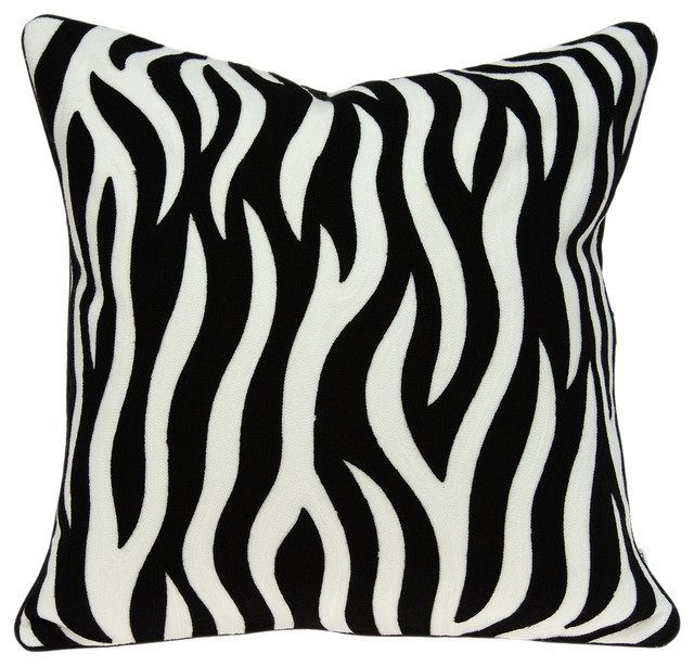 Simba Transitional Black and White Zebra Pillow Cover With Poly Insert