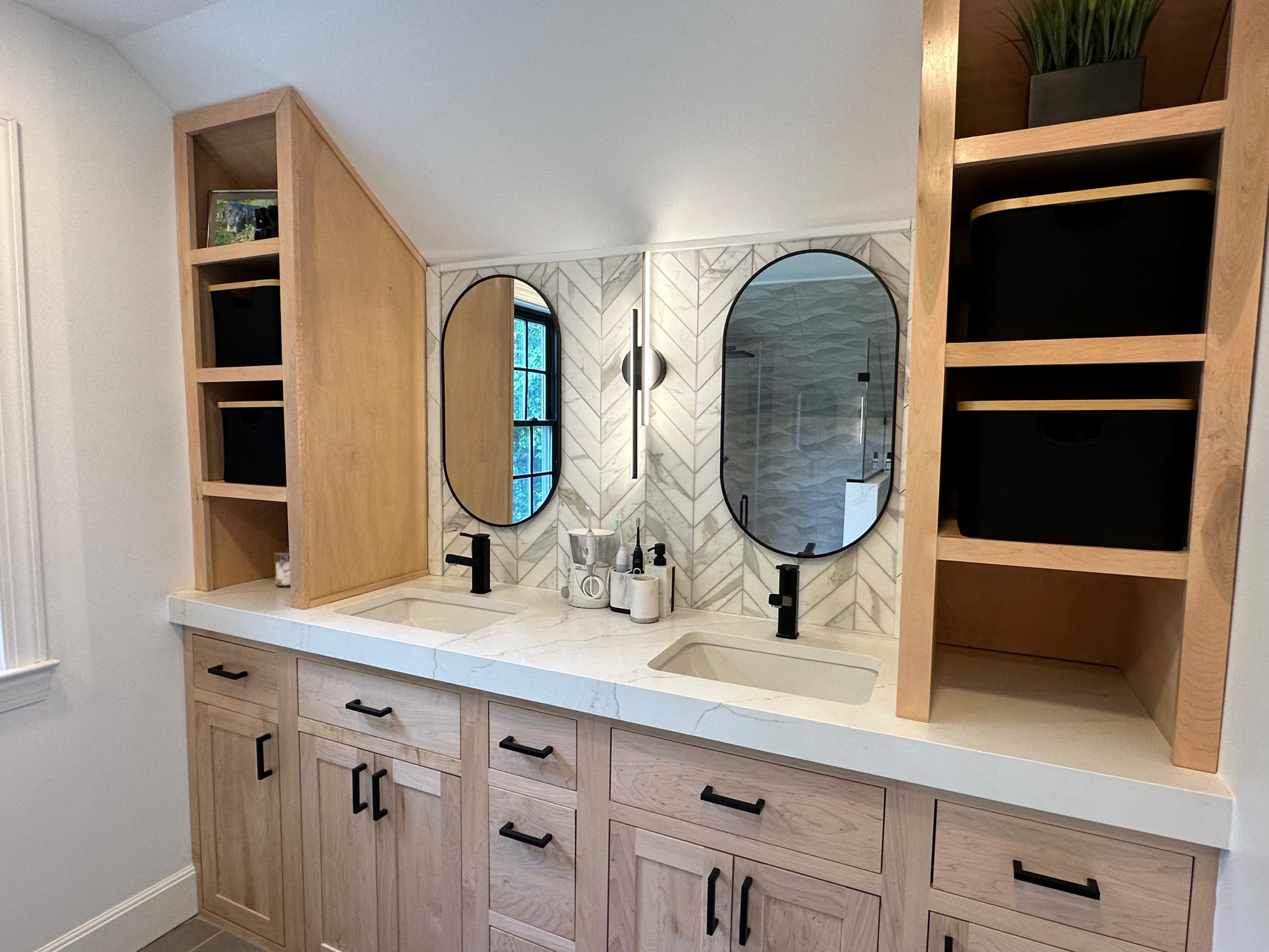 Curler Shower With a Custom-Made Vanity