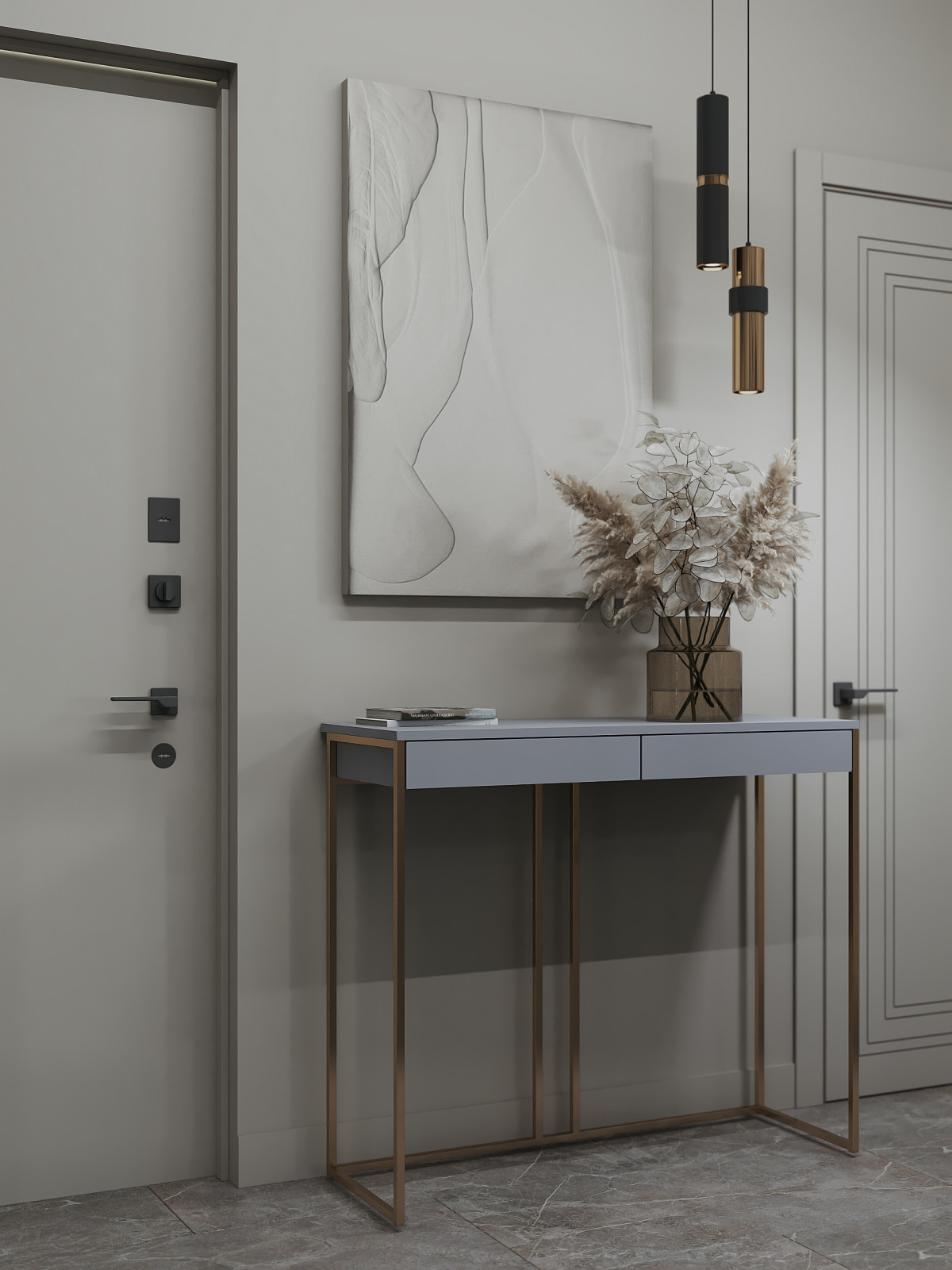 Дизайн-проект 3-комнатной картиры ЖК "Дом на Грота", 102 кв.м, Спб