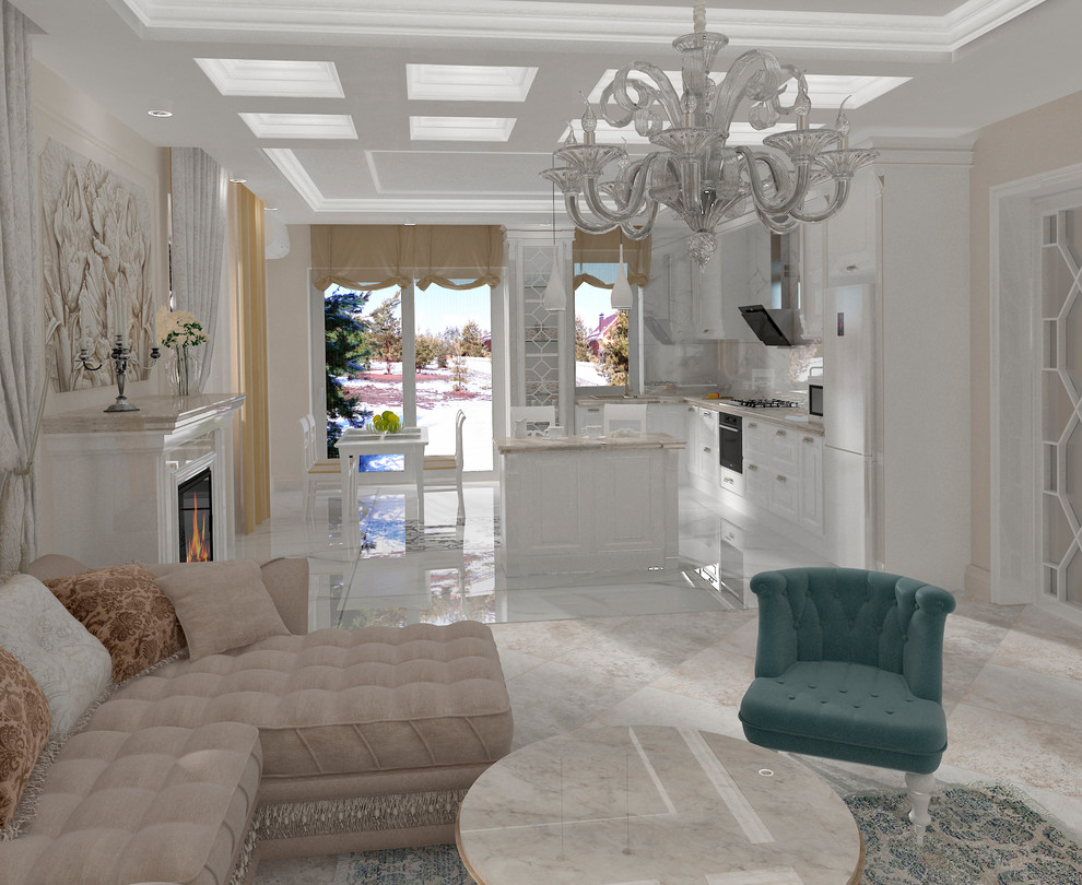 Кухня-гостиная в частном коттедже