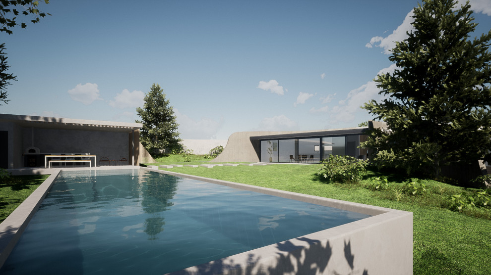 Rénovation d'une maison en béton et création d'une piscine et d'un poolhouse