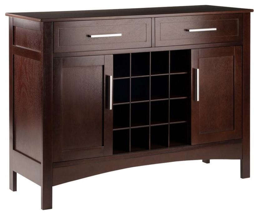 Winsome Gordon Transitional Solid Wood Wine Rack Buffet Table in