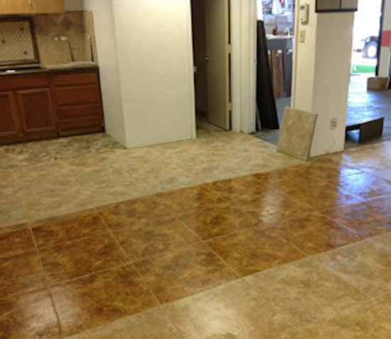 Mid-sized galley eat-in kitchen photo in Phoenix with no island