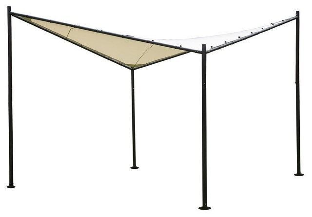 Abba Patio Steel/Polyester Fabric Square Butterfly Gazebo, 12'x12', Ecru