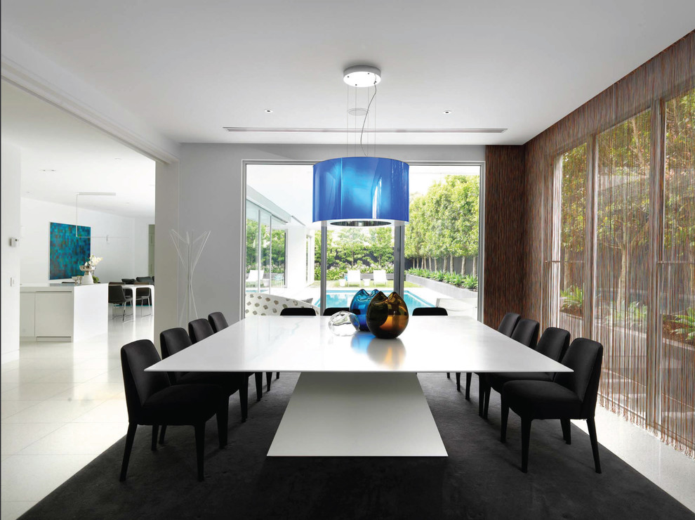 Design ideas for a large contemporary kitchen/dining combo in Melbourne with white walls.
