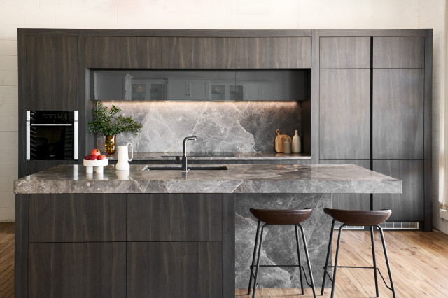 Dark Grey Brown Sophisticated Kitchen - Contemporary - Kitchen - Perth - by Joyce Kitchens ...