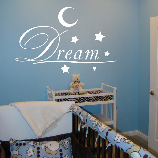Kids Wall Decals Big Words Dream With Moon Wall Art Decals Lettering Alphabet