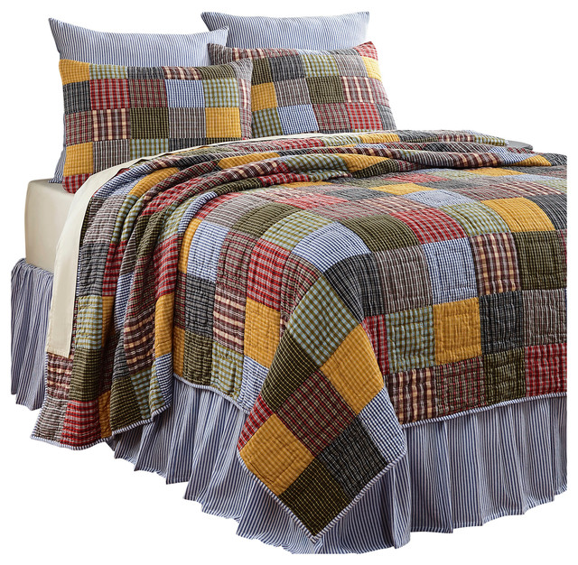 Farm Patchwork Quilt Set, Multicolored, Twin Farmhouse Quilts And Quilt Sets by Amity Home