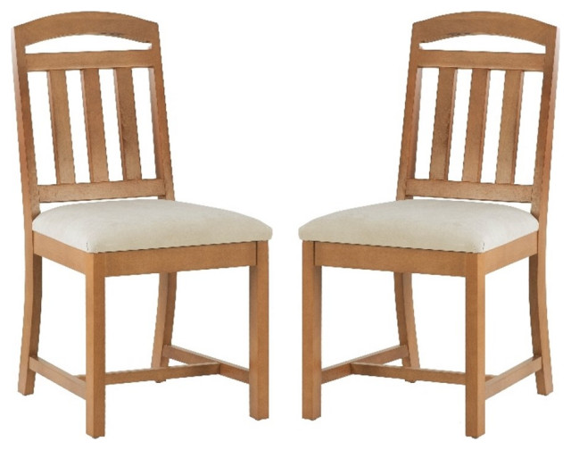 Linon Wiley Beechwood Side Chair Set of 2 in Brown