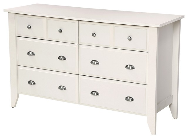 White 6 Drawer Dresser Traditional Design Made In Usa