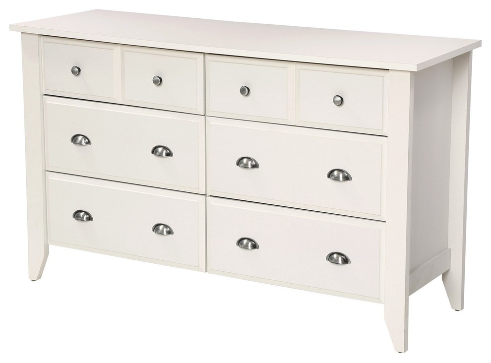 White 6-Drawer Dresser Traditional Design - Made in USA - Transitional ...