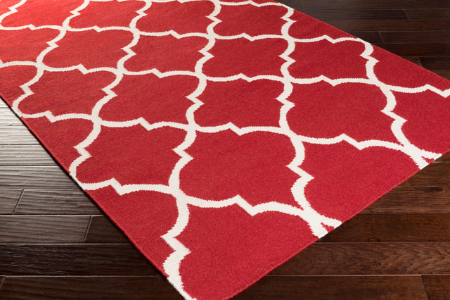 Contemporary Red White Modern Trellis Waves Rug 9 X12 Contemporary Red White Modern Trellis Waves Rug 9 X12