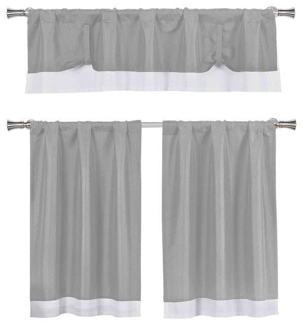 KITCHEN COLLECTION SET WINDOW DRESSING CURTAIN SOLID BLACKOUT 3PC K3 BRICK RUST 