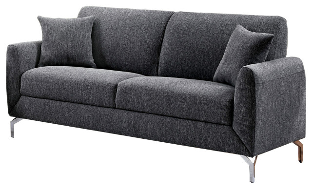 Fabric Upholstered Sofa With Metal Feet, Gray