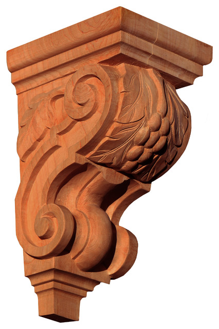 Hand Carved Grape Corbel Cherry Wood Mediterranean Corbels