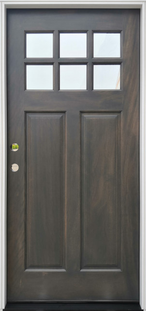Entry Door 6-Lite Craftsman Ash Mahogany Right-Hand, 4-9/16"