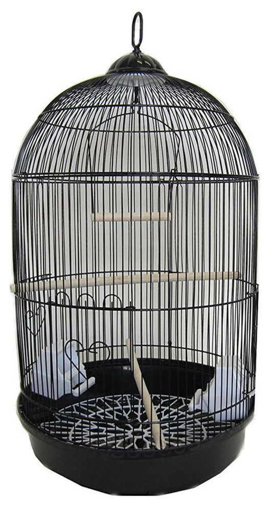 YML A1564 Bar Spacing Round Bird Cage, Small, Black Contemporary