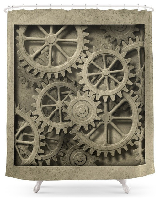 Steampunk Cogwheels Shower Curtain Industrial Shower Curtains