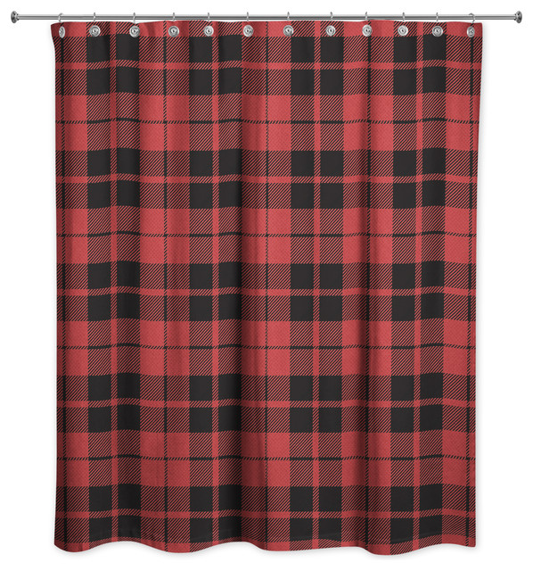 Red And Black Plaid 71x74 Shower, Red Plaid Shower Curtain