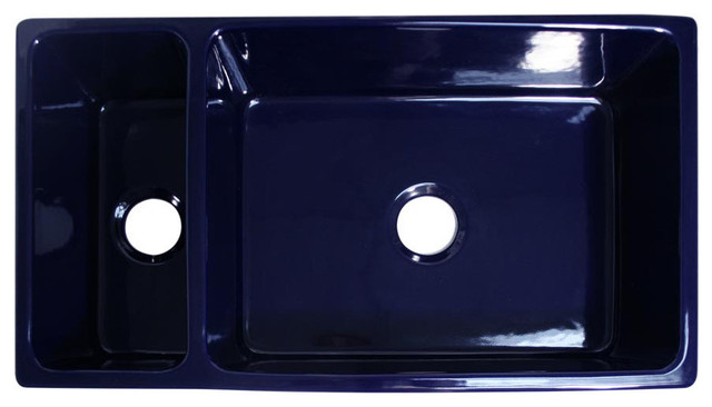 Whitehaus Whqdb542 Blue Double Bowl Fireclay 36 Farmhouse Kitchen Sink In Blue