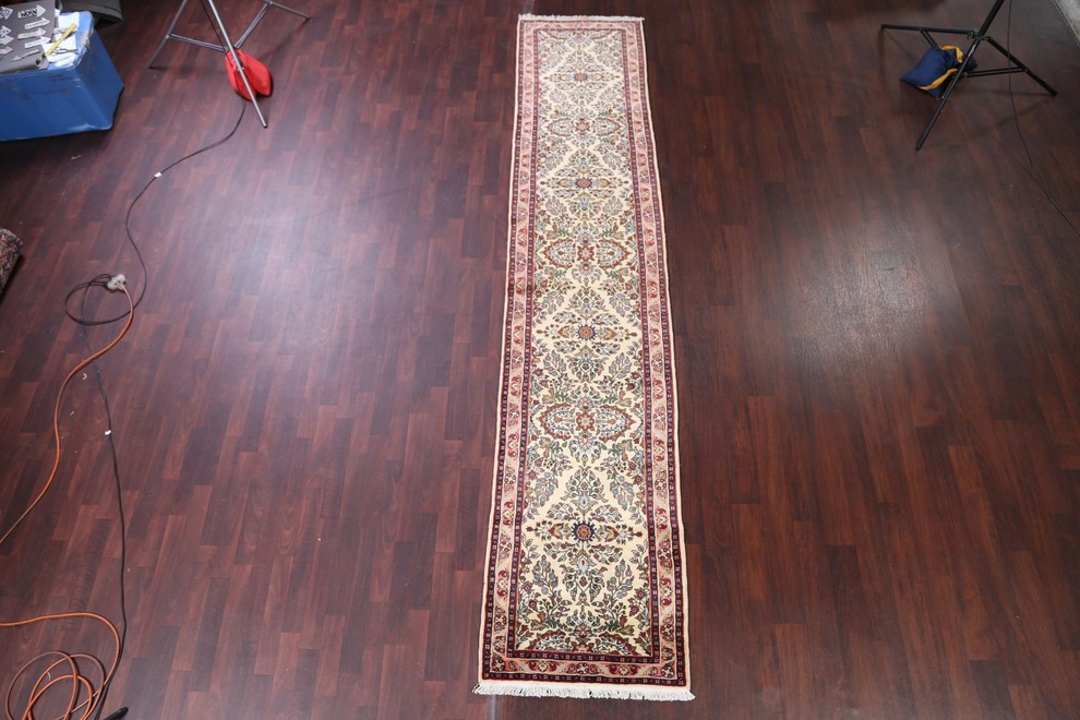 Lilian Oriental Handmade 13' Persian Style Rug Runner, Beige, 13'0"x2'8