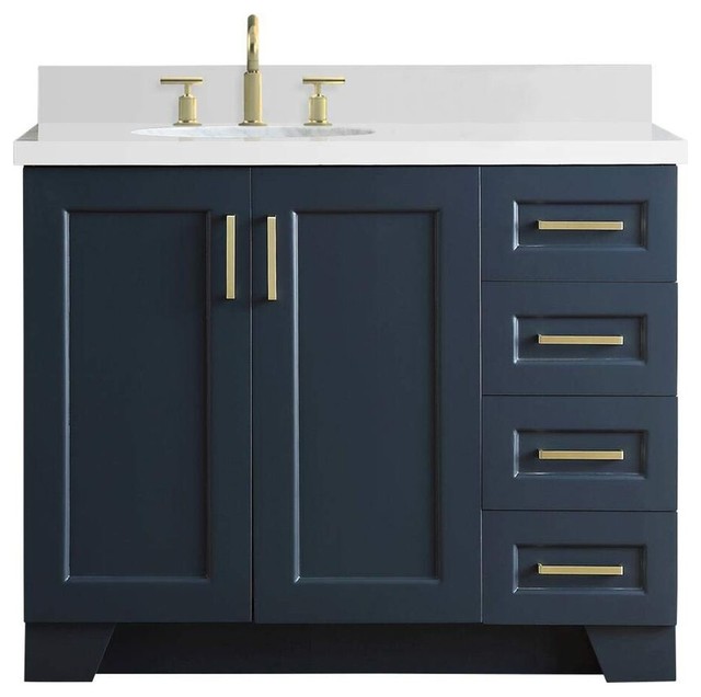 Ariel Taylor 43 Single Sink Vanity Midnight Blue Oval Left Offset