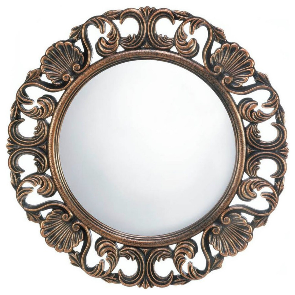 Ornate Wood Frame Flourish Wall Mirror Victorian Wall Mirrors by