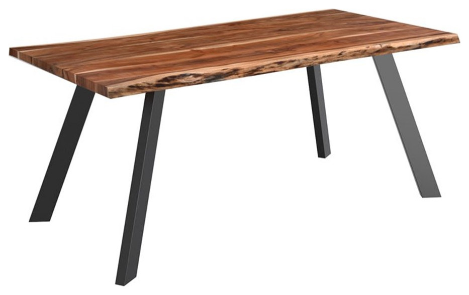 Virag Contemporary Acacia Solid Wood/Iron Dining Table in Natural