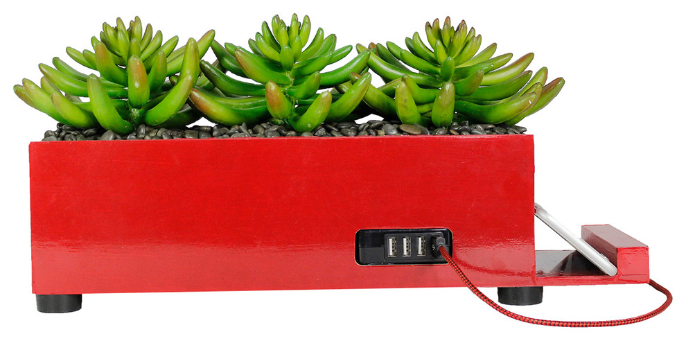 4 Port, Red Succulent Charging Station