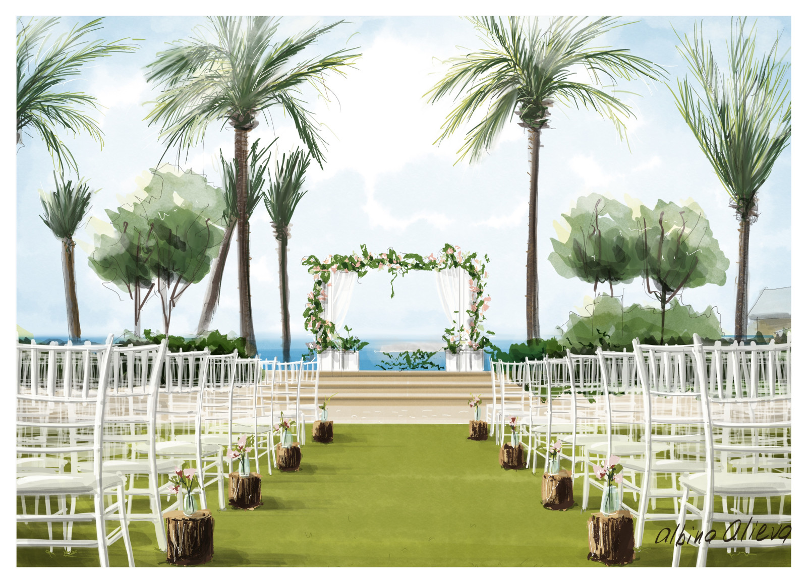 Wedding design sketches by Albina Alieva
