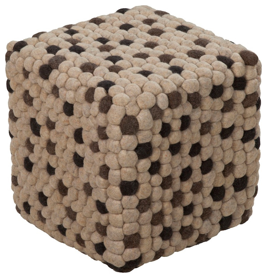 SP Pouf by Surya, Cream/Charcoal/Black