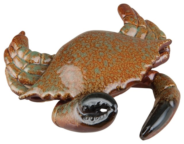 Cozumel Brown Stone Crab Figurine 6 Inches Ceramic