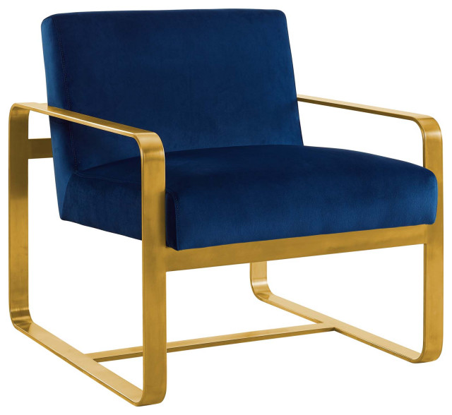 Astute Upholstered Velvet Armchair, Navy