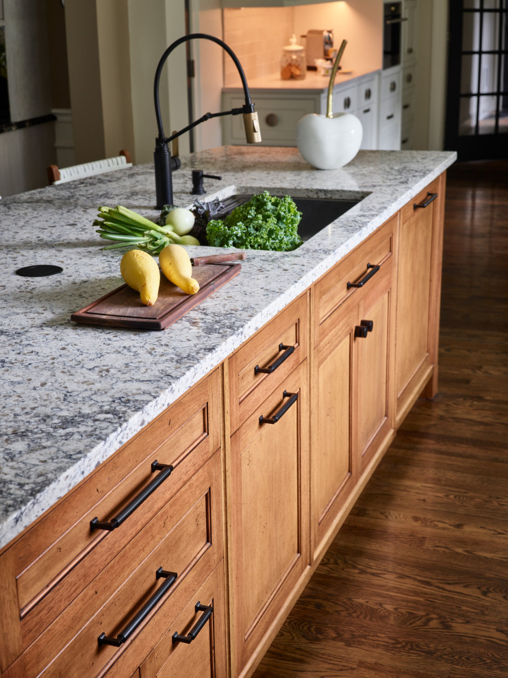 Example of a transitional kitchen design in Boston