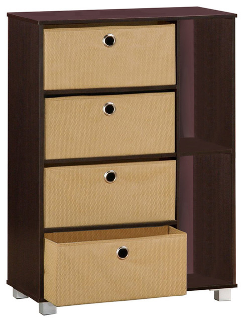 Furinno Multipurpose Storage Cabinet 4 Bin Type Drawers French Oak Gray Black Transitional Storage Cabinets By Furinno