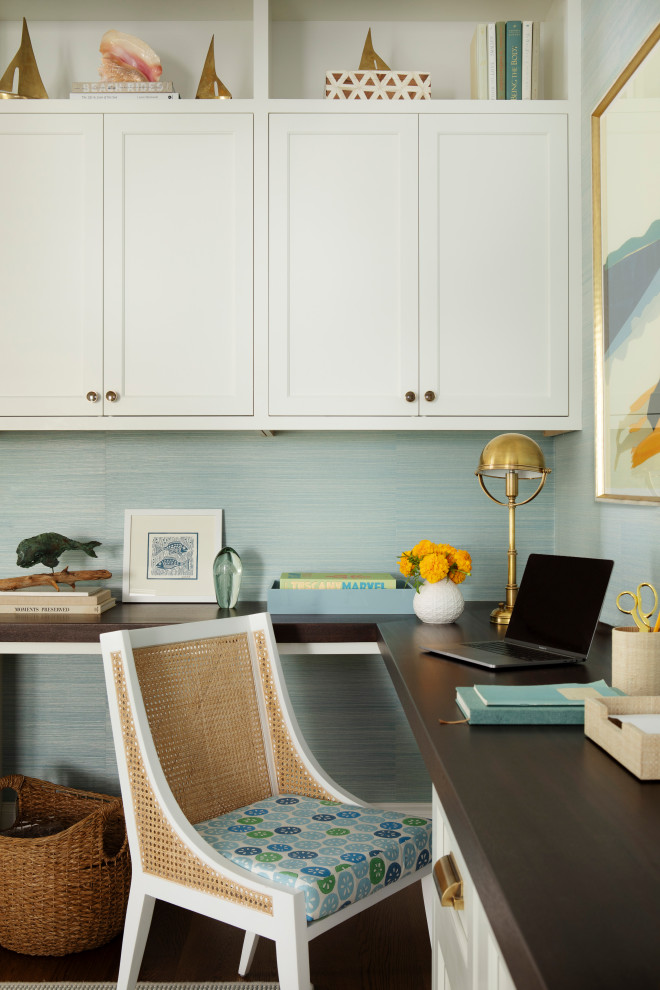 Beach style home office photo in Boston