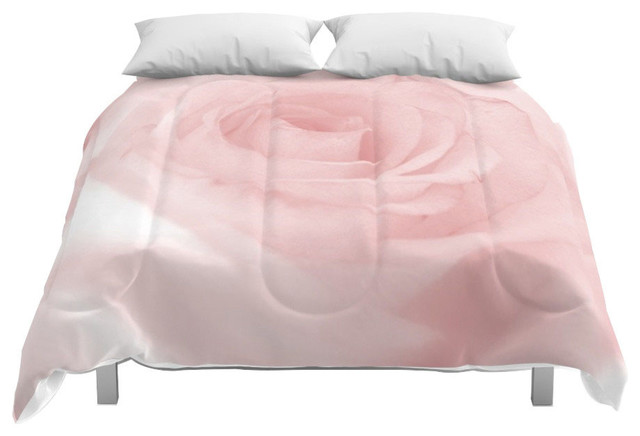 Society6 Pale Pink Rose Comforter Contemporary Comforters And